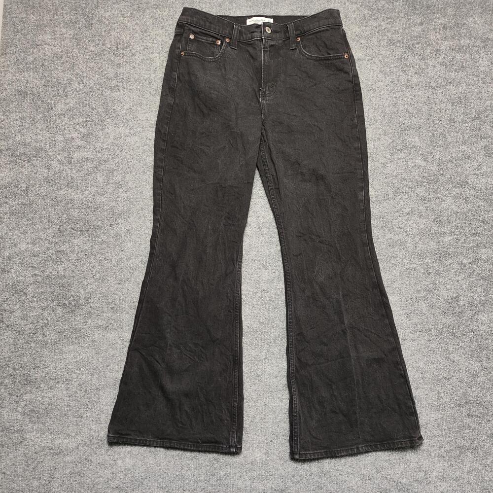 Abercrombie & Fitch High Rise Flare Jeans Womens 29 Black Charcoal Denim Pants